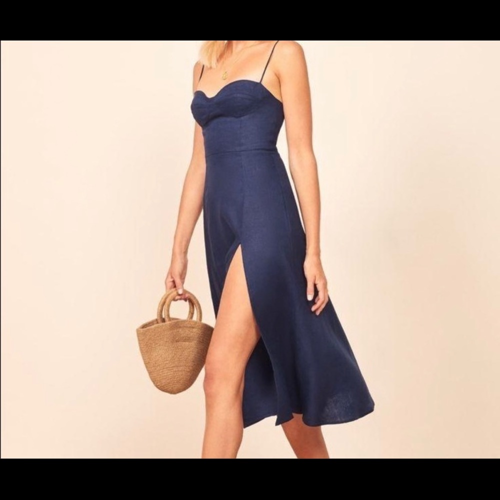 Reformation Nebraska Blue Dress